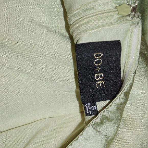 Do+Be Sweetheart Neck Strapless Wrap Satin Midi Dress Size S Green Ruched Prom - Picture 5 of 5